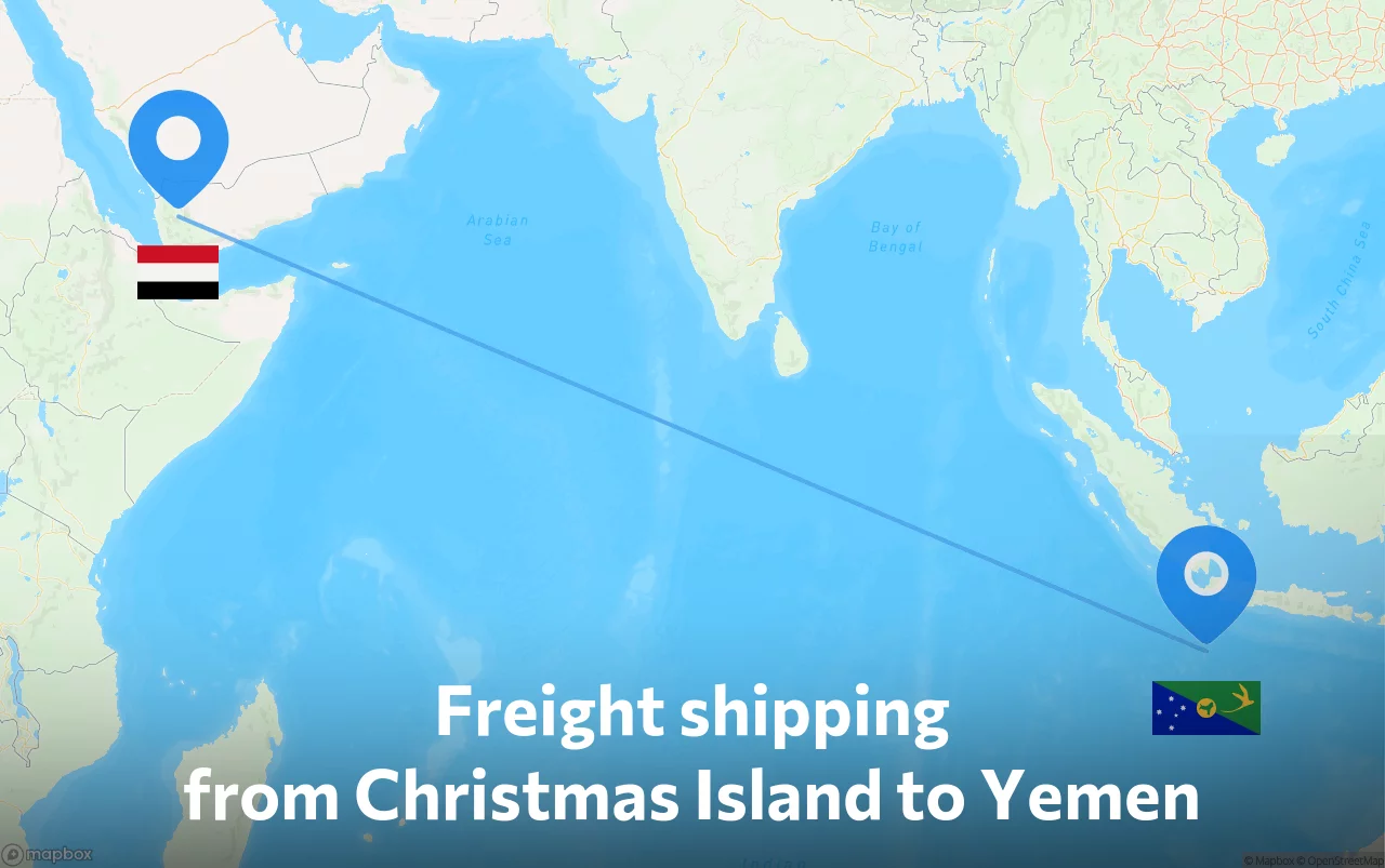 Shipping route from Christmas Island to Yemen