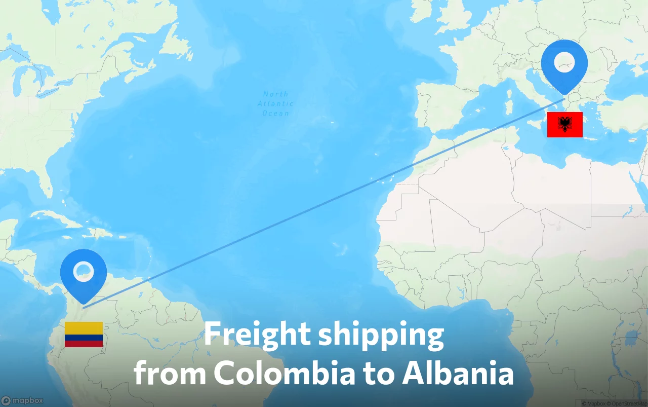 Shipping route from Colombia to Albania
