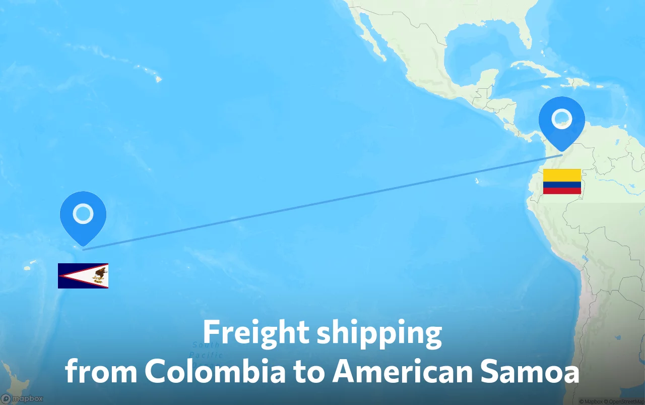Shipping route from Colombia to American Samoa