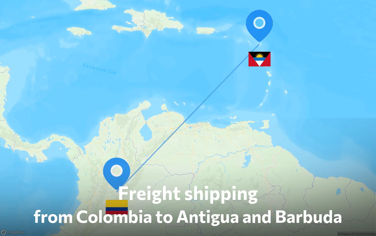 Shipping route from Colombia to Antigua and Barbuda