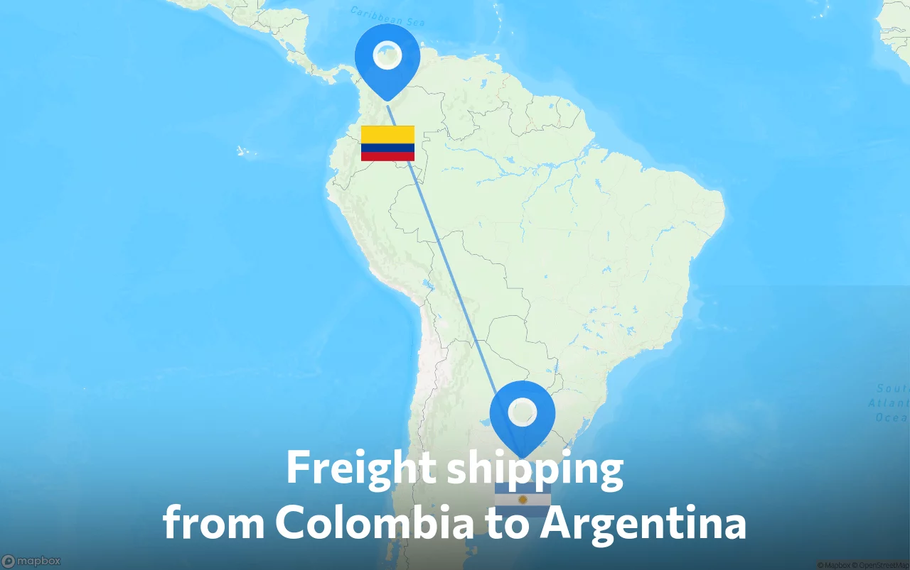 Shipping route from Colombia to Argentina