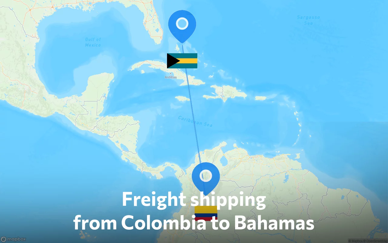 Shipping route from Colombia to Bahamas