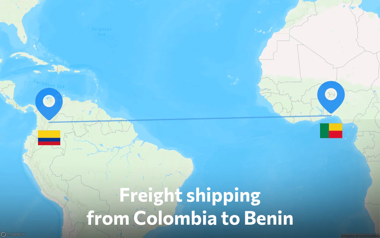 Shipping route from Colombia to Benin