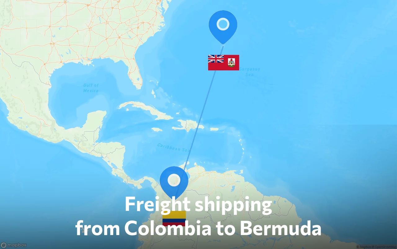 Shipping route from Colombia to Bermuda