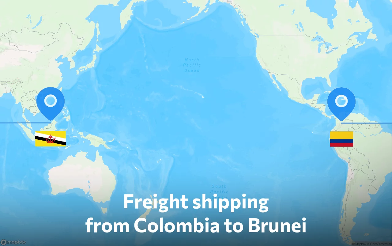 Shipping route from Colombia to Brunei