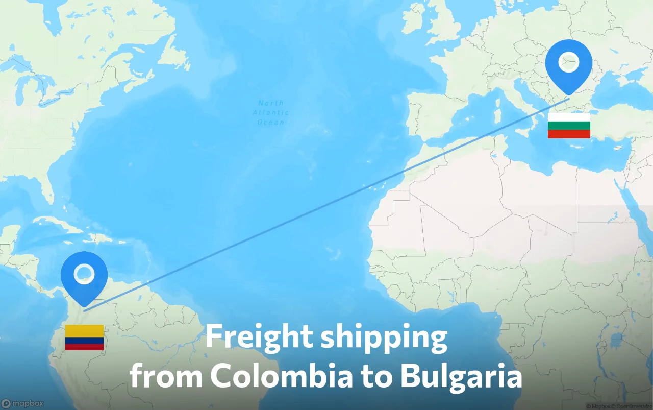 Shipping route from Colombia to Bulgaria