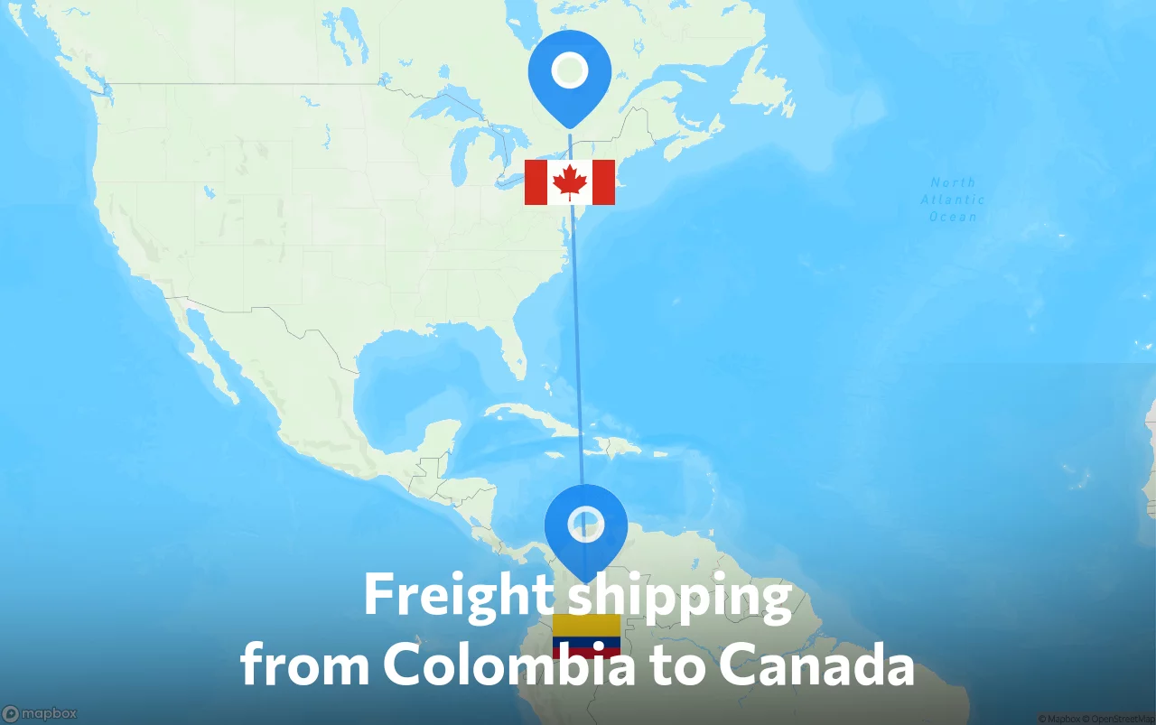 Shipping route from Colombia to Canada