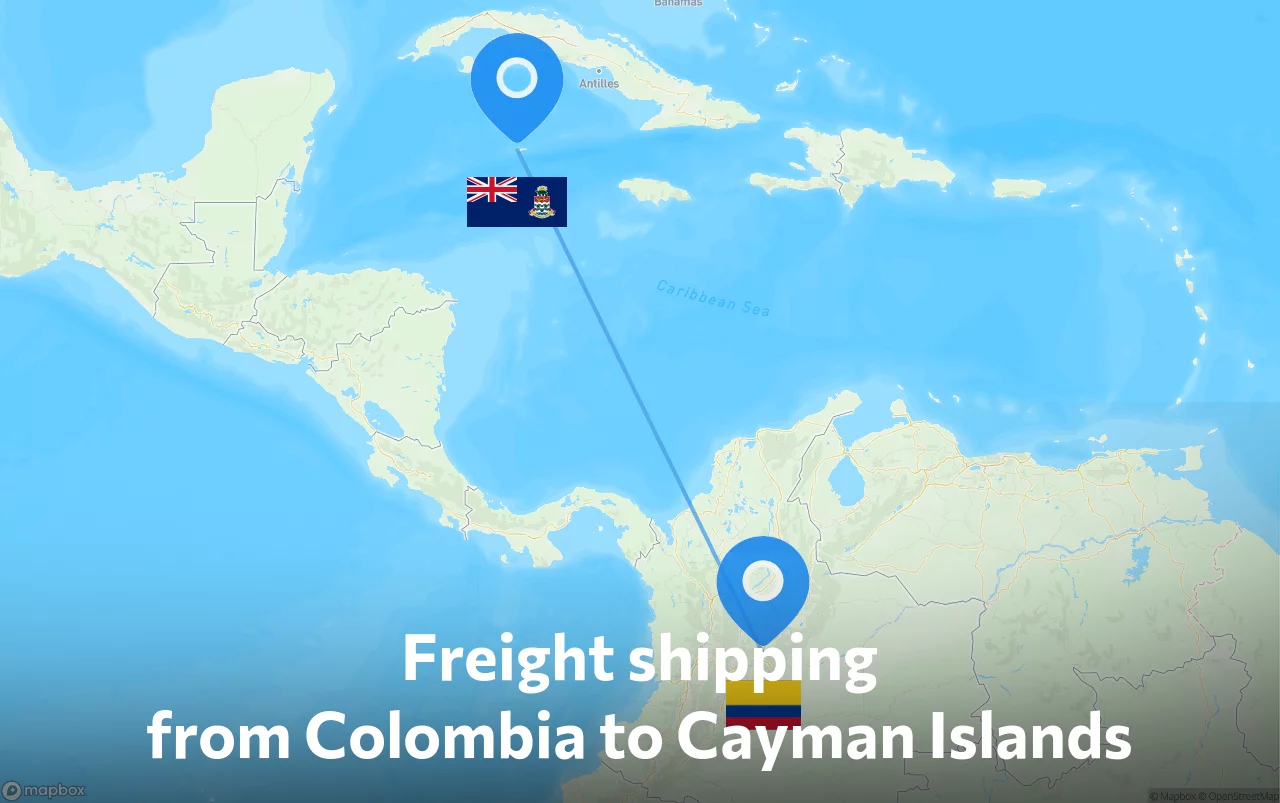 Shipping route from Colombia to Cayman Islands
