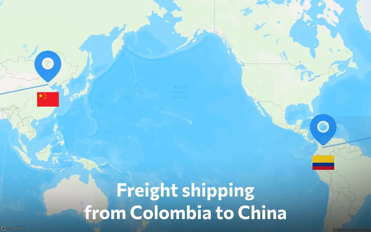 Shipping route from Colombia to China