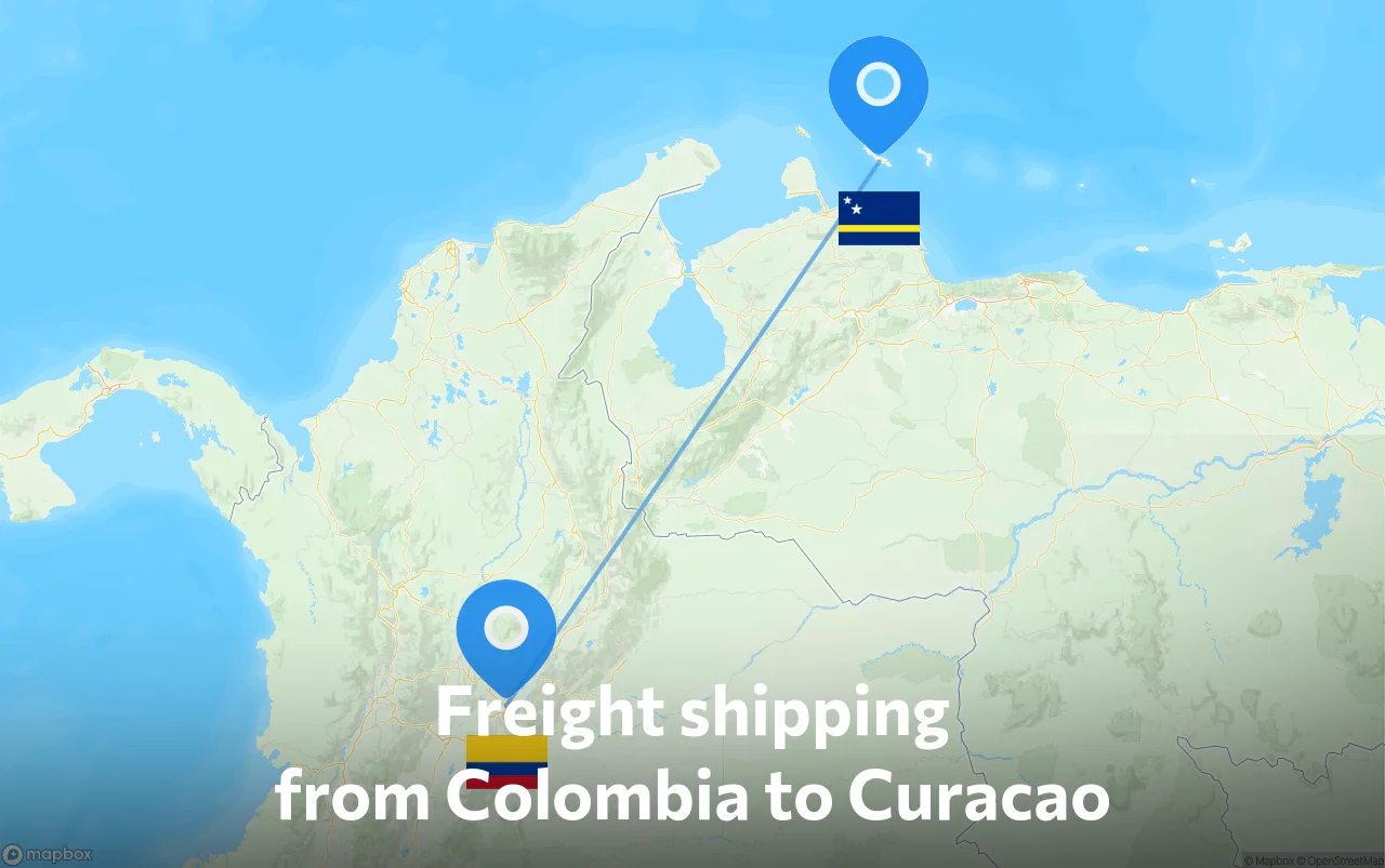 Shipping route from Colombia to Curacao
