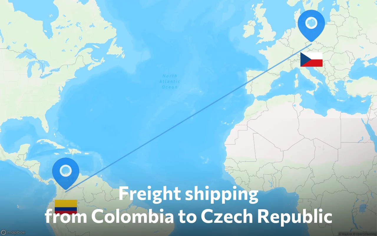 Shipping route from Colombia to Czech Republic