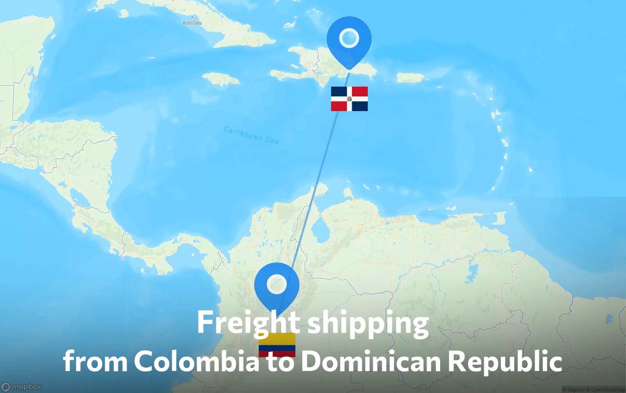 Shipping route from Colombia to Dominican Republic