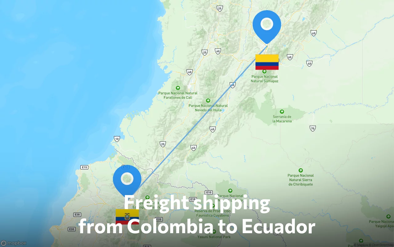 Shipping route from Colombia to Ecuador