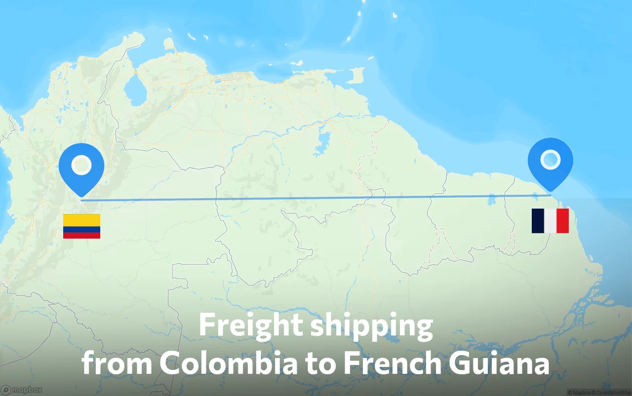 Shipping route from Colombia to French Guiana