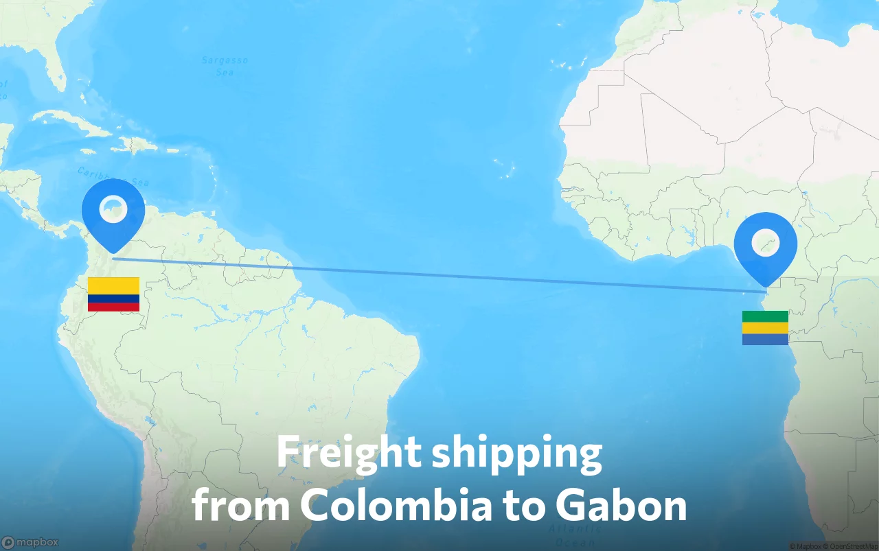 Shipping route from Colombia to Gabon