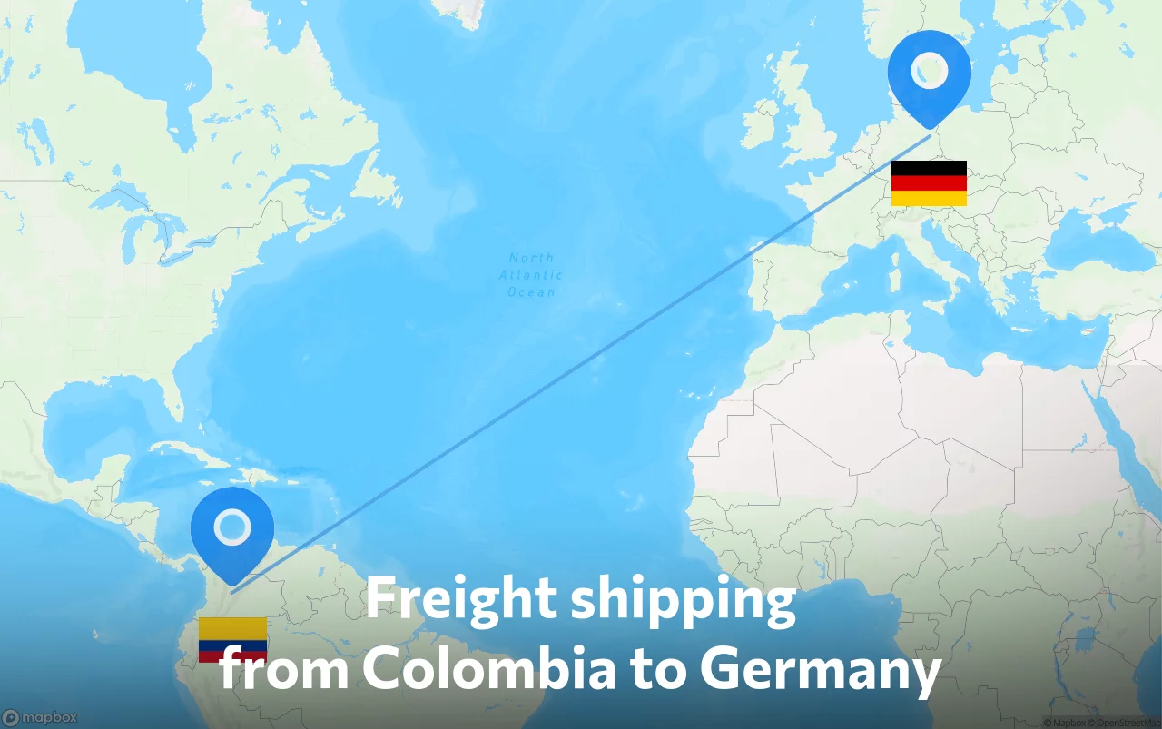 Shipping route from Colombia to Germany