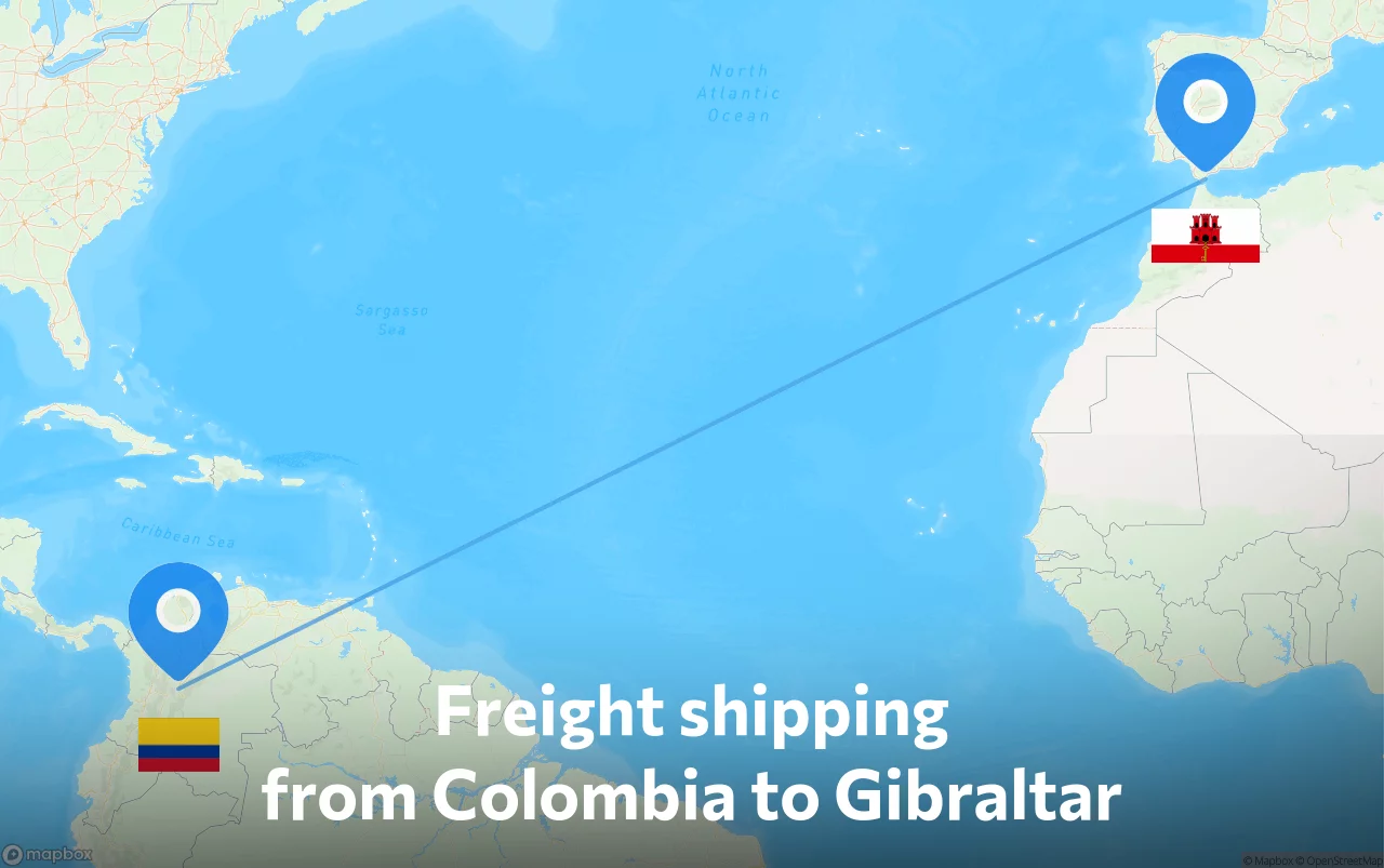 Shipping route from Colombia to Gibraltar