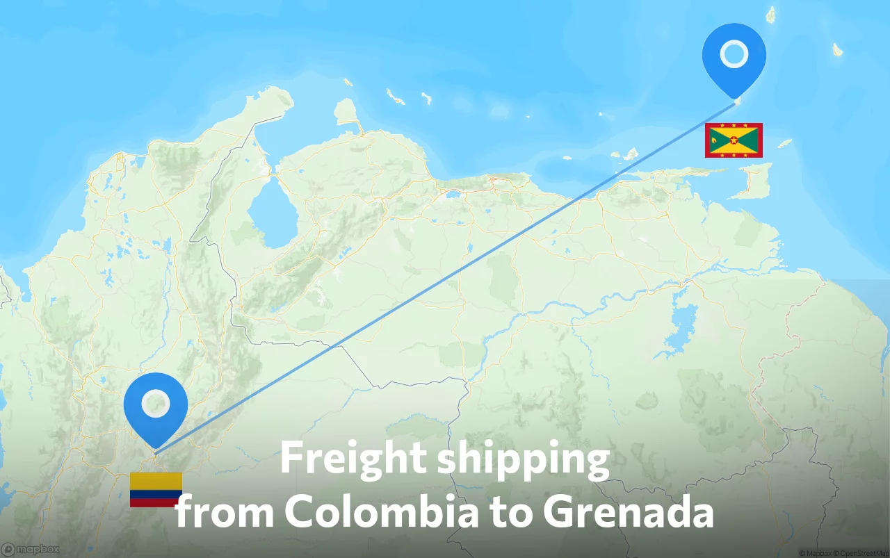 Shipping route from Colombia to Grenada