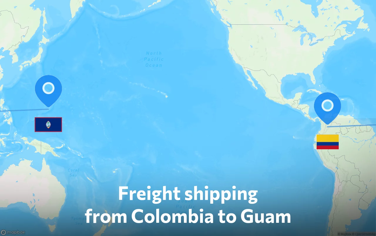 Shipping route from Colombia to Guam