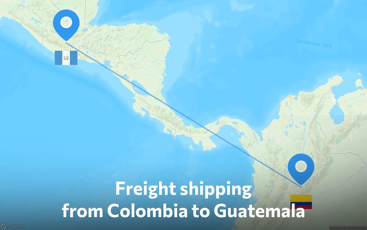 Shipping route from Colombia to Guatemala
