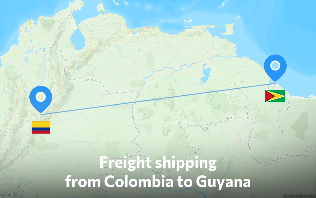 Shipping route from Colombia to Guyana