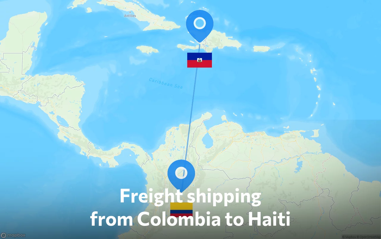 Shipping route from Colombia to Haiti