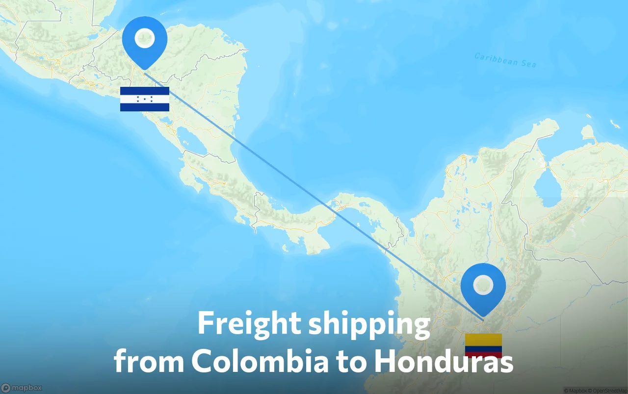 Shipping route from Colombia to Honduras