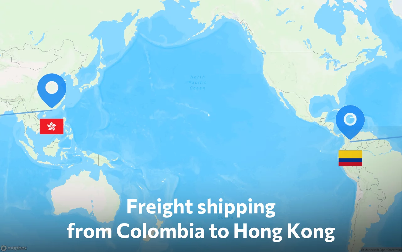 Shipping route from Colombia to Hong Kong