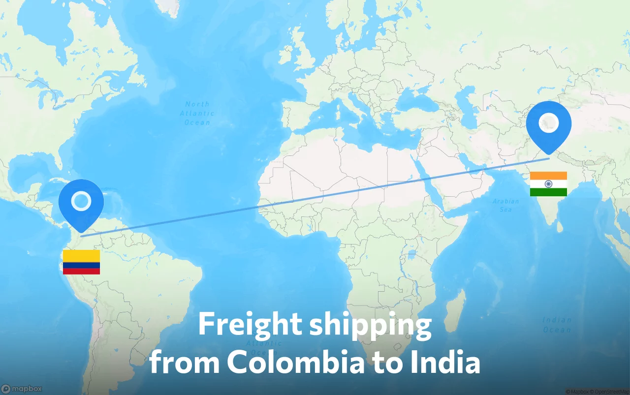 Shipping route from Colombia to India