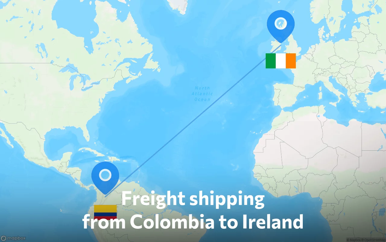 Shipping route from Colombia to Ireland