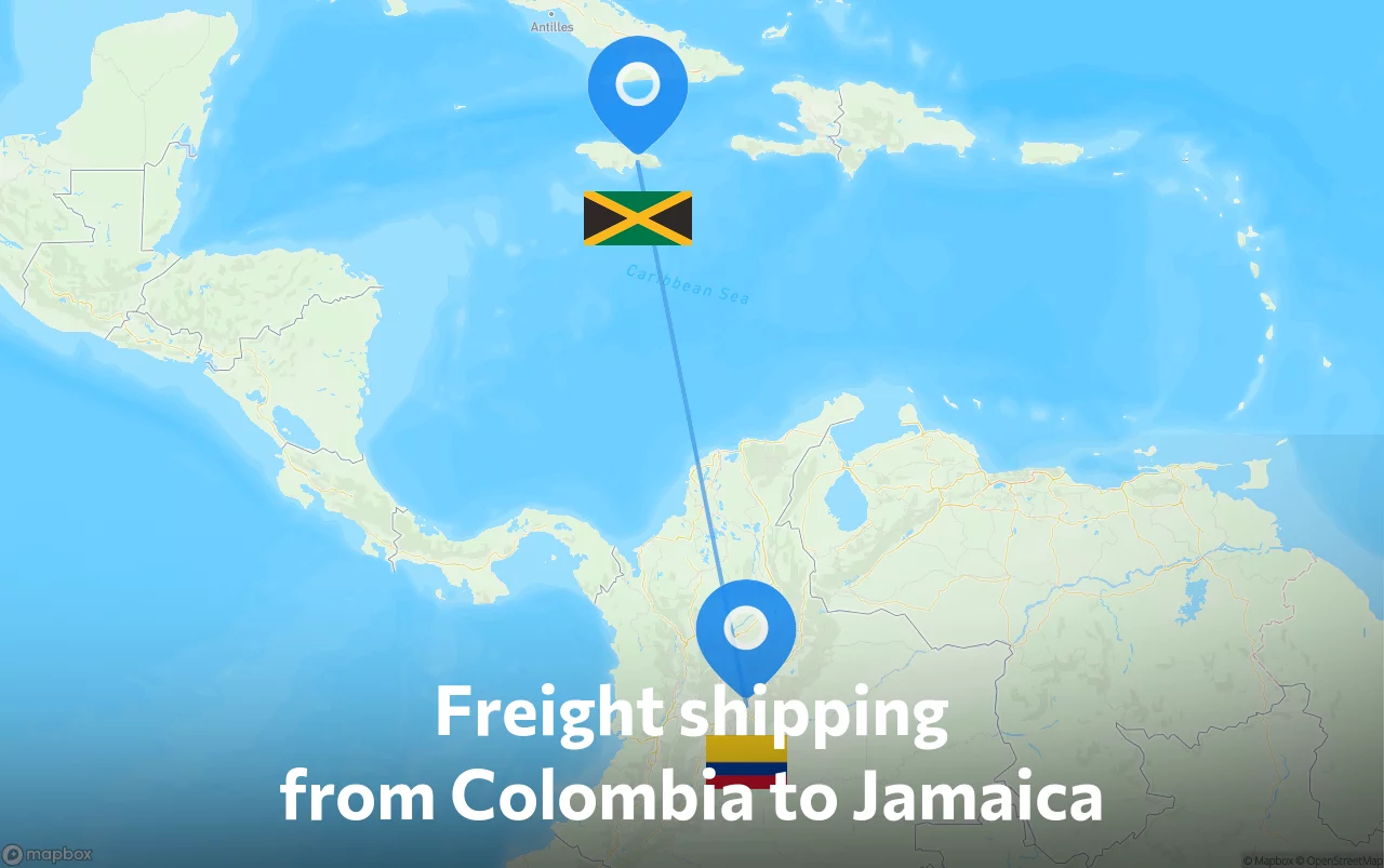 Shipping route from Colombia to Jamaica