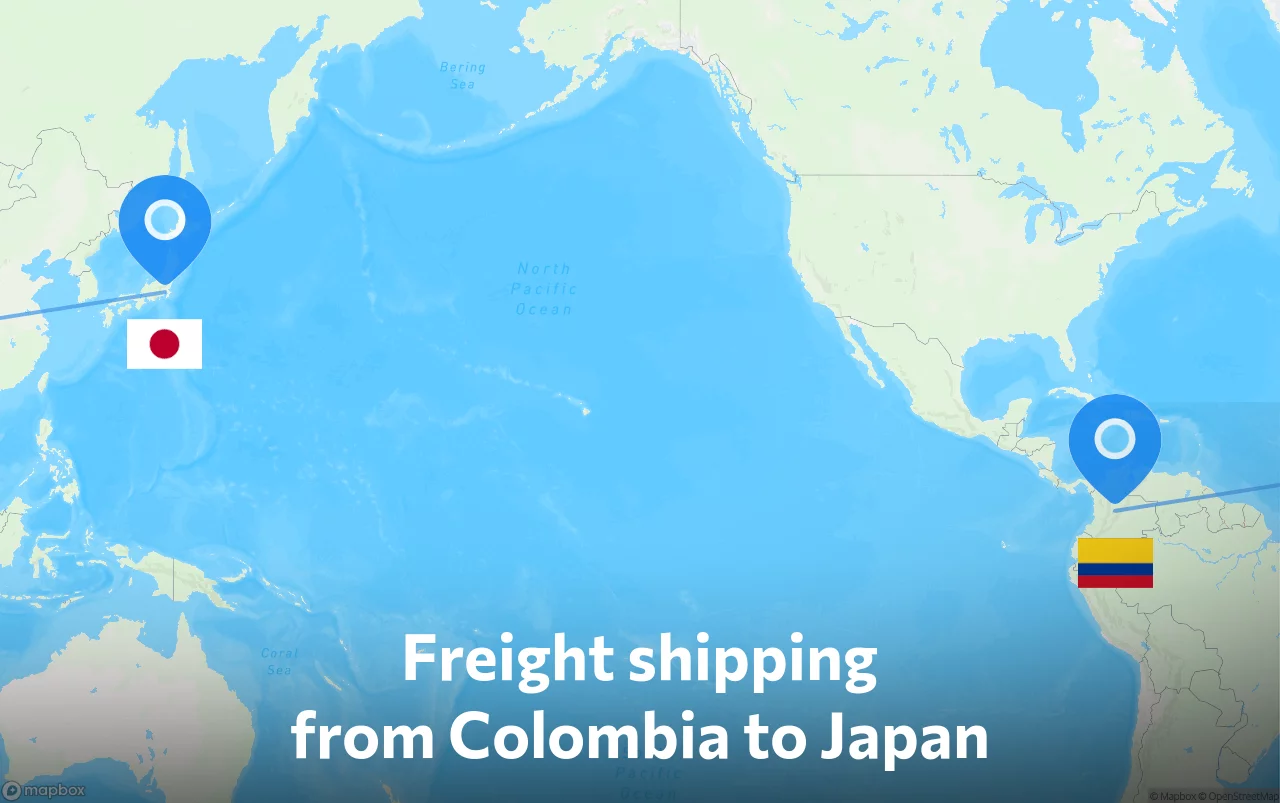 Shipping route from Colombia to Japan