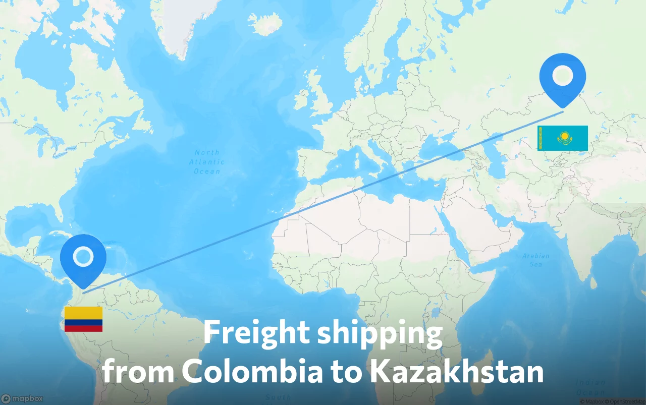 Shipping route from Colombia to Kazakhstan