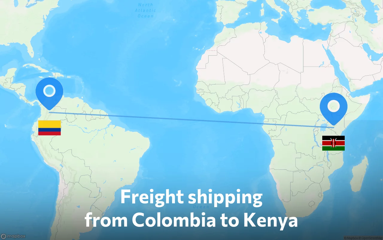 Shipping route from Colombia to Kenya