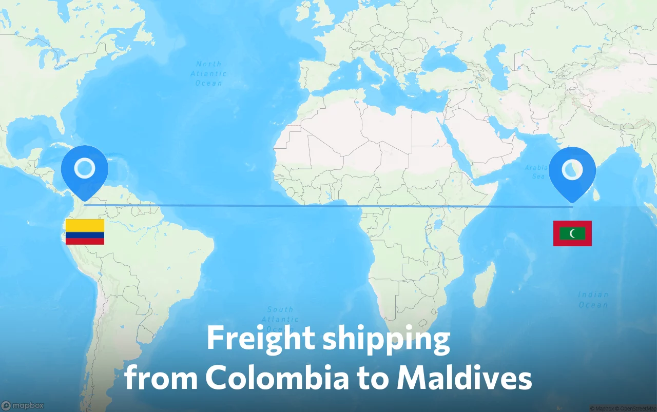 Shipping route from Colombia to Maldives