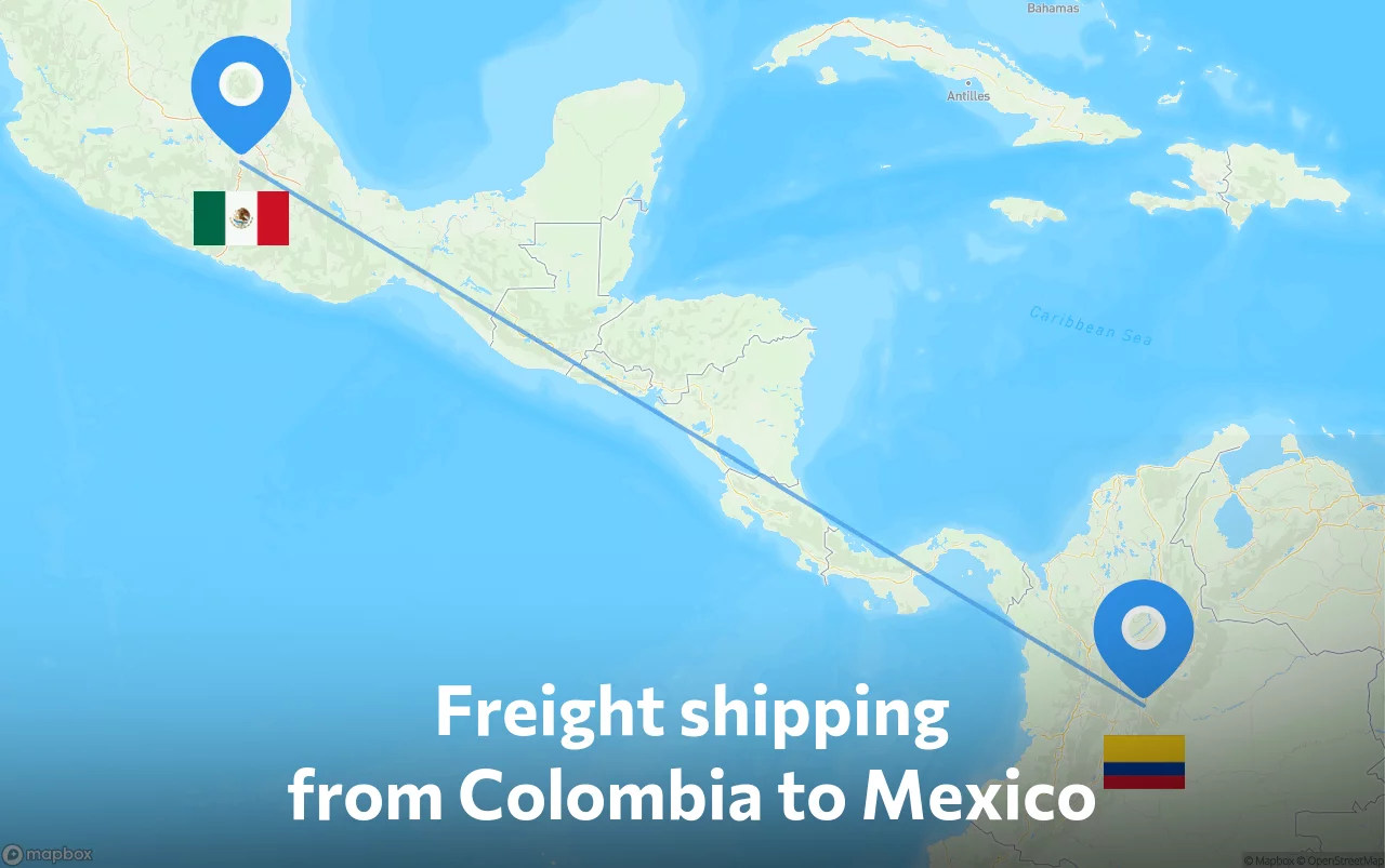 Shipping route from Colombia to Mexico