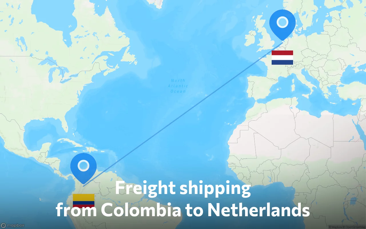 Shipping route from Colombia to Netherlands
