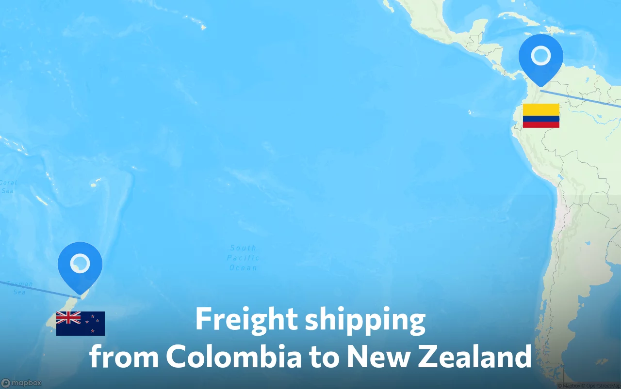 Shipping route from Colombia to New Zealand