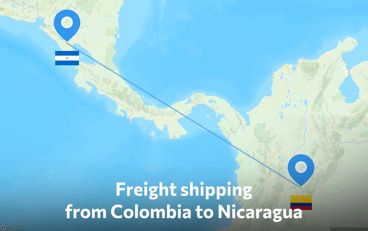 Shipping route from Colombia to Nicaragua
