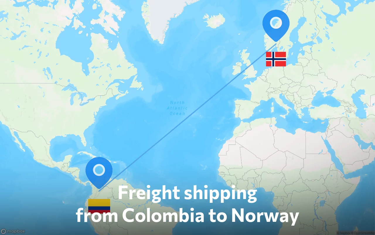 Shipping route from Colombia to Norway