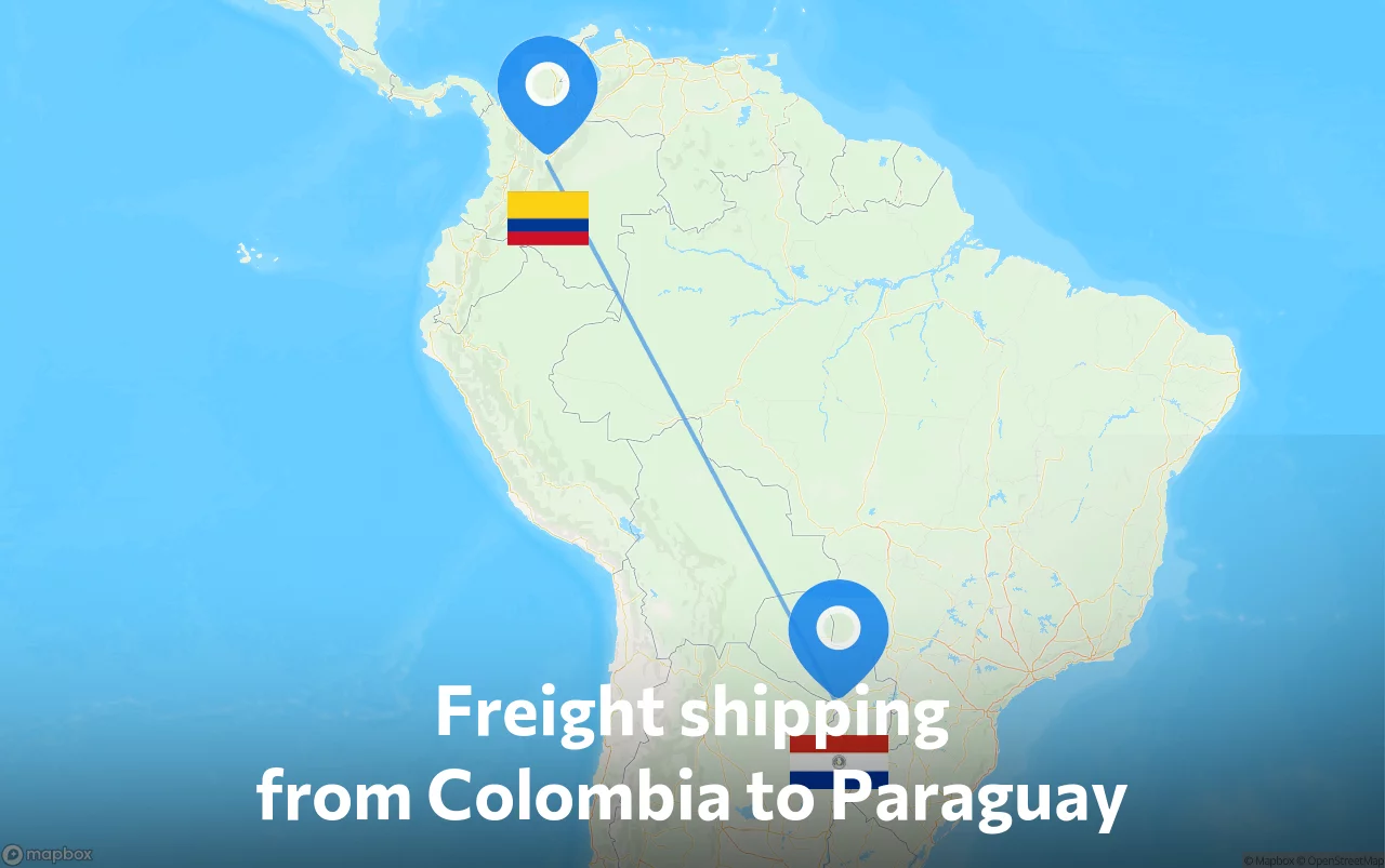 Shipping route from Colombia to Paraguay