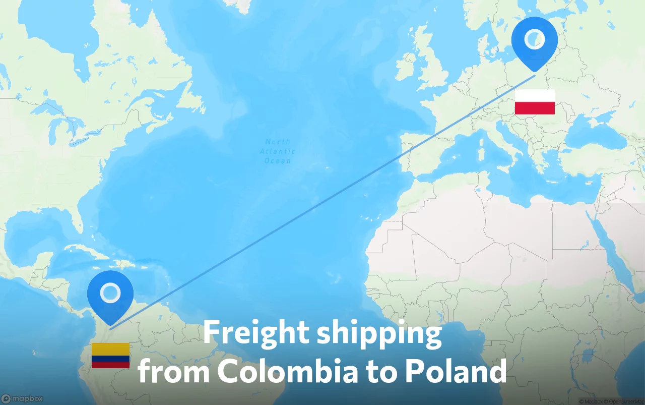 Shipping route from Colombia to Poland