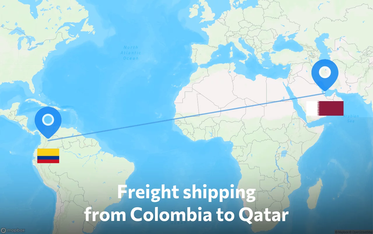 Shipping route from Colombia to Qatar