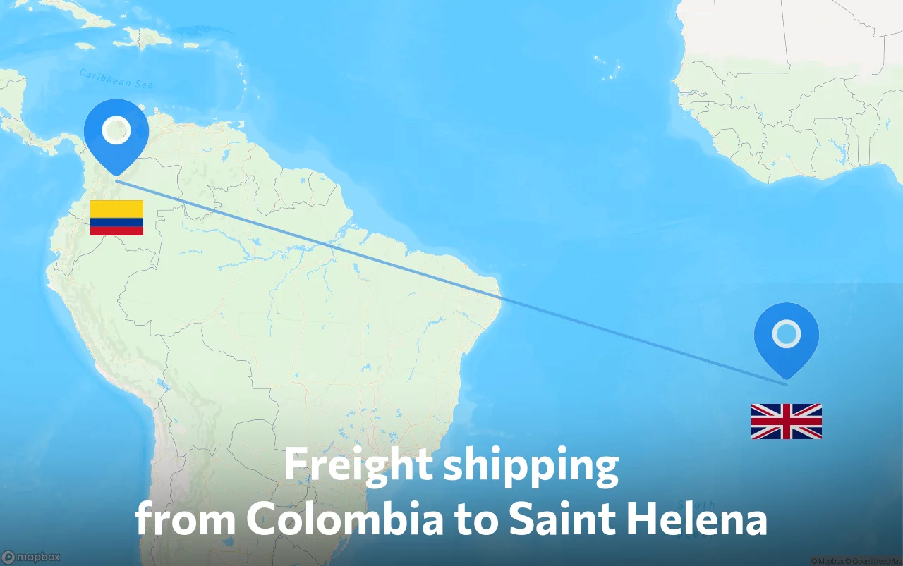 Shipping route from Colombia to Saint Helena