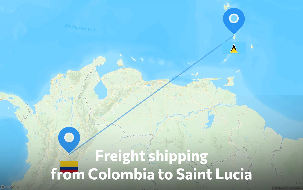 Shipping route from Colombia to Saint Lucia