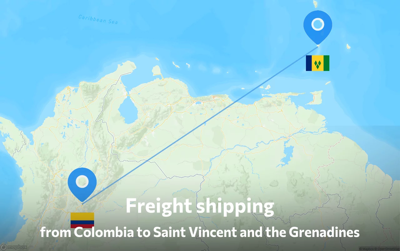 Shipping route from Colombia to Saint Vincent and the Grenadines