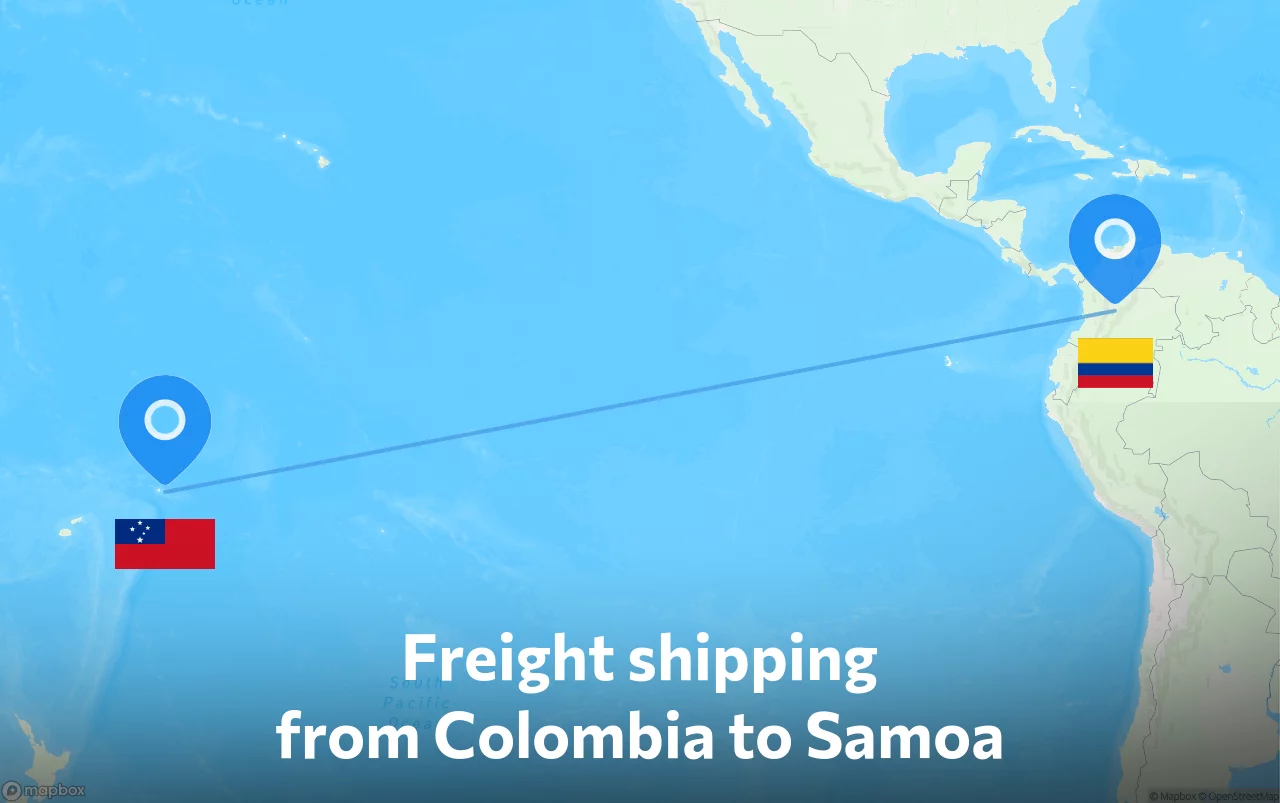 Shipping route from Colombia to Samoa