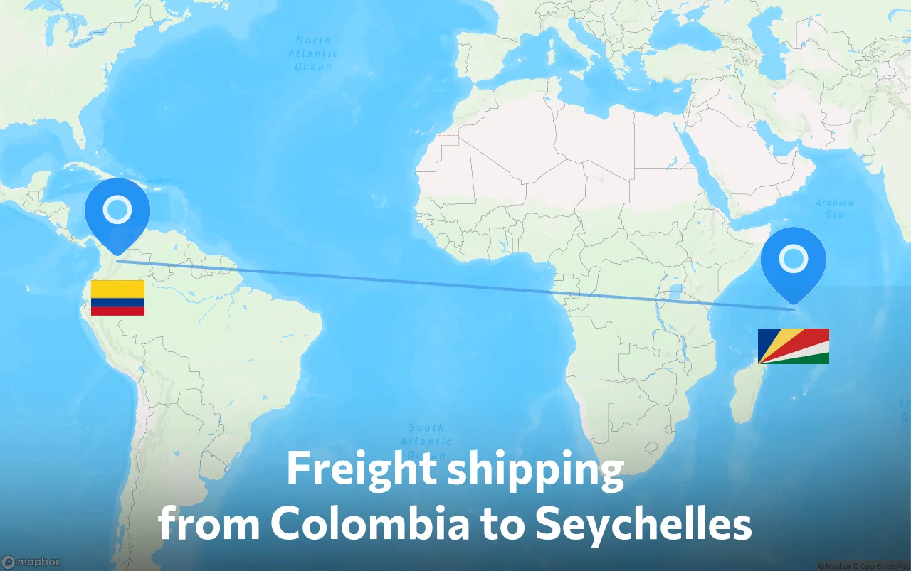 Shipping route from Colombia to Seychelles