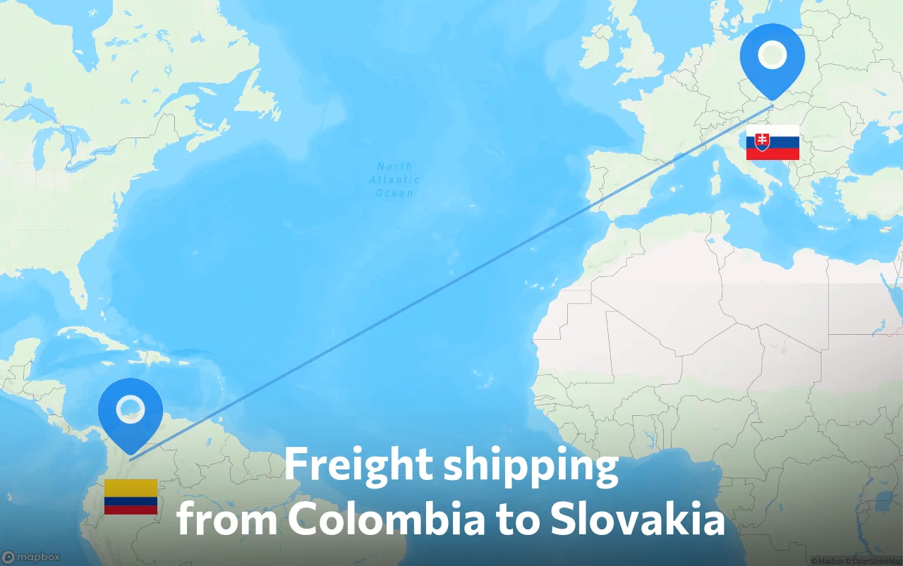 Shipping route from Colombia to Slovakia