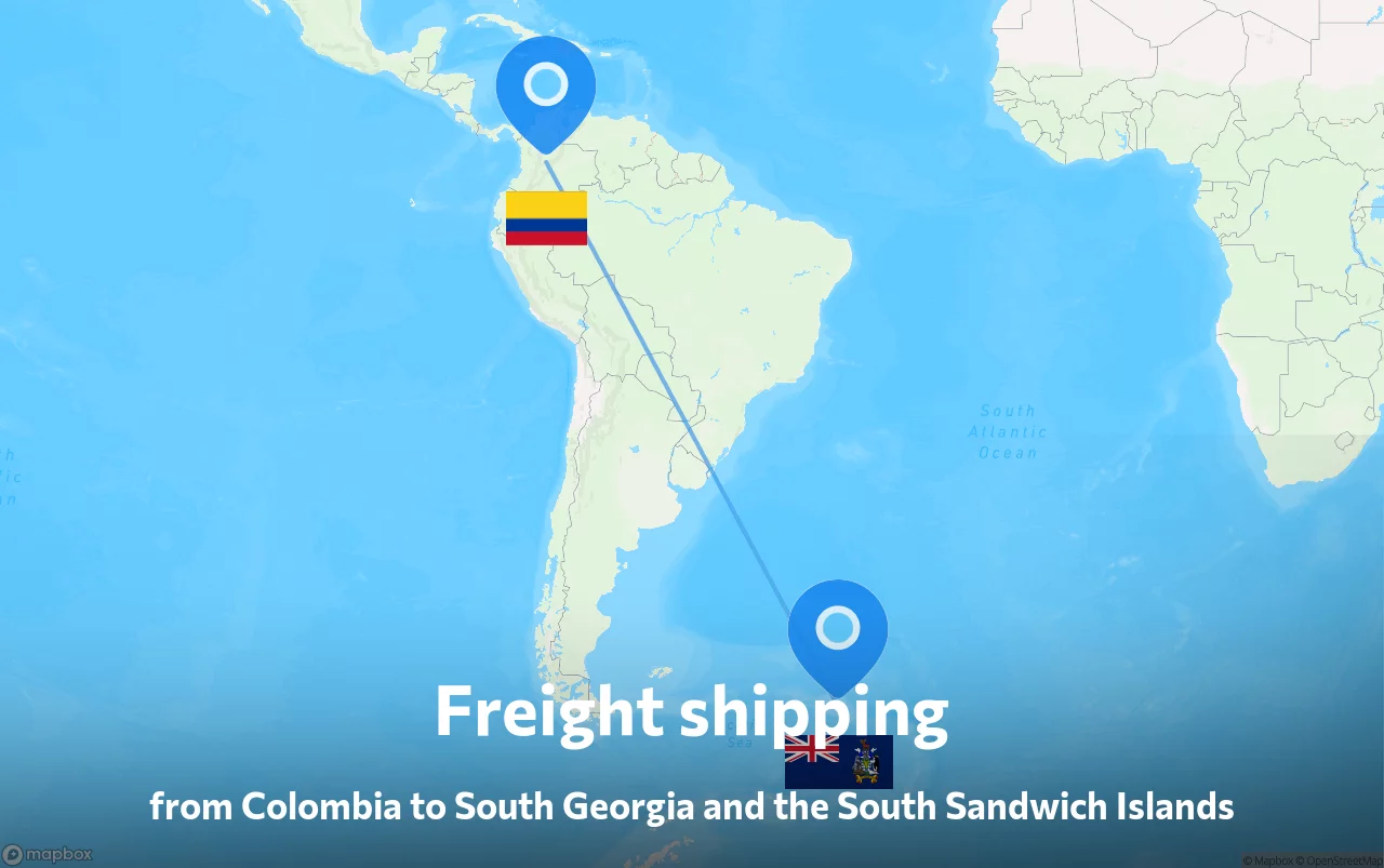 Shipping route from Colombia to South Georgia and the South Sandwich Islands